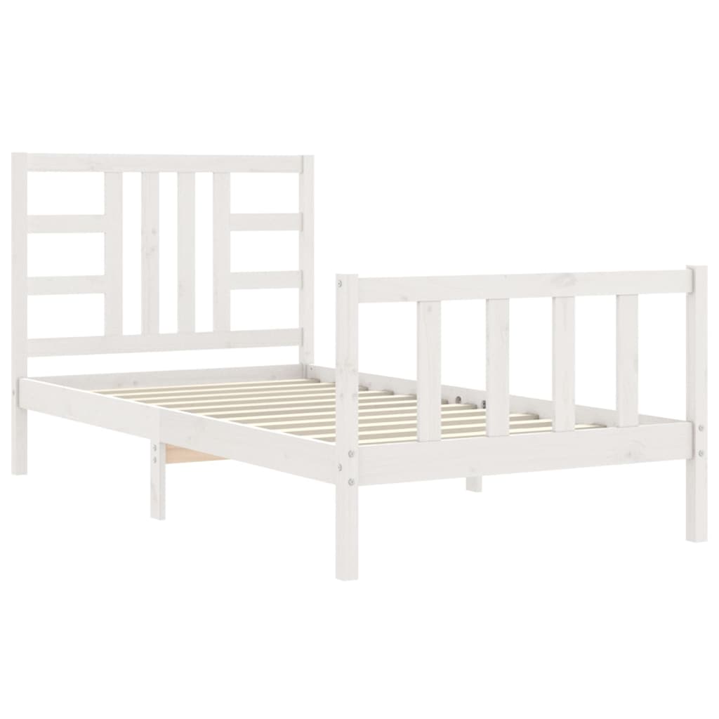 Bedframe met hoofdbord massief hout wit 90x190 cm Bedden & bedframes | Creëer jouw Trendy Thuis | Gratis bezorgd & Retour | Trendy.nl