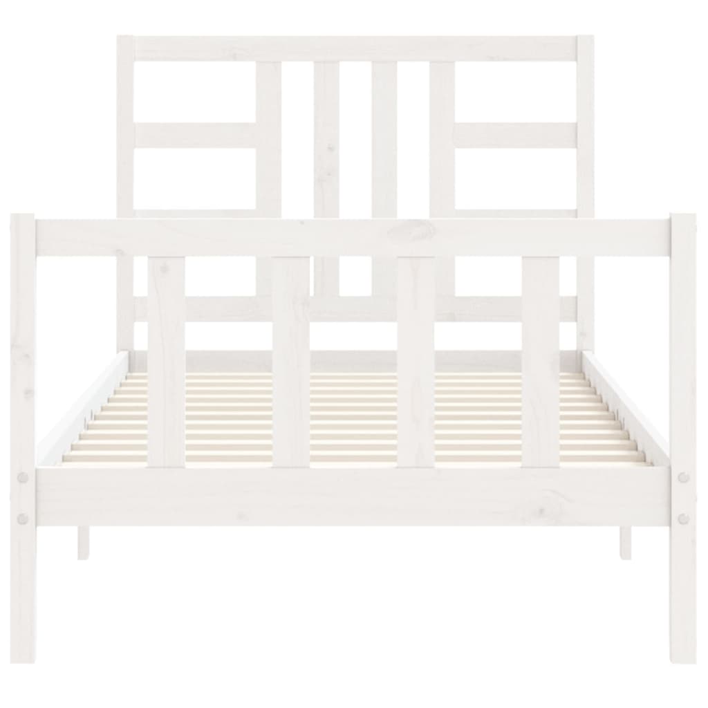 Bedframe met hoofdbord massief hout wit 90x190 cm Bedden & bedframes | Creëer jouw Trendy Thuis | Gratis bezorgd & Retour | Trendy.nl