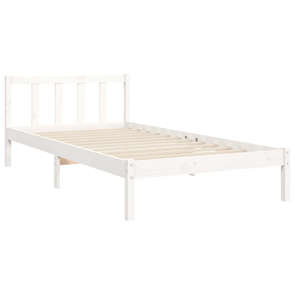 Bedframe met hoofdbord massief hout wit 90x190 cm Bedden & bedframes | Creëer jouw Trendy Thuis | Gratis bezorgd & Retour | Trendy.nl