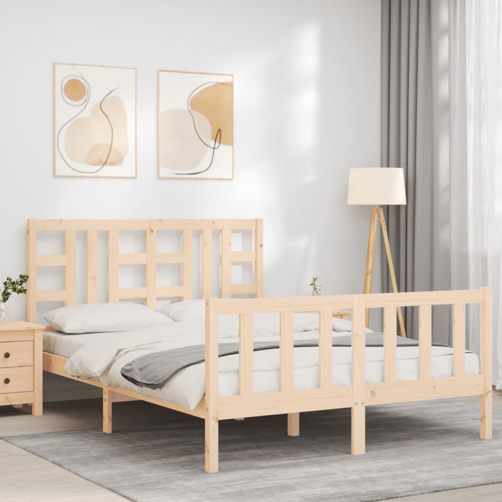 Bedframe met hoofdbord massief hout