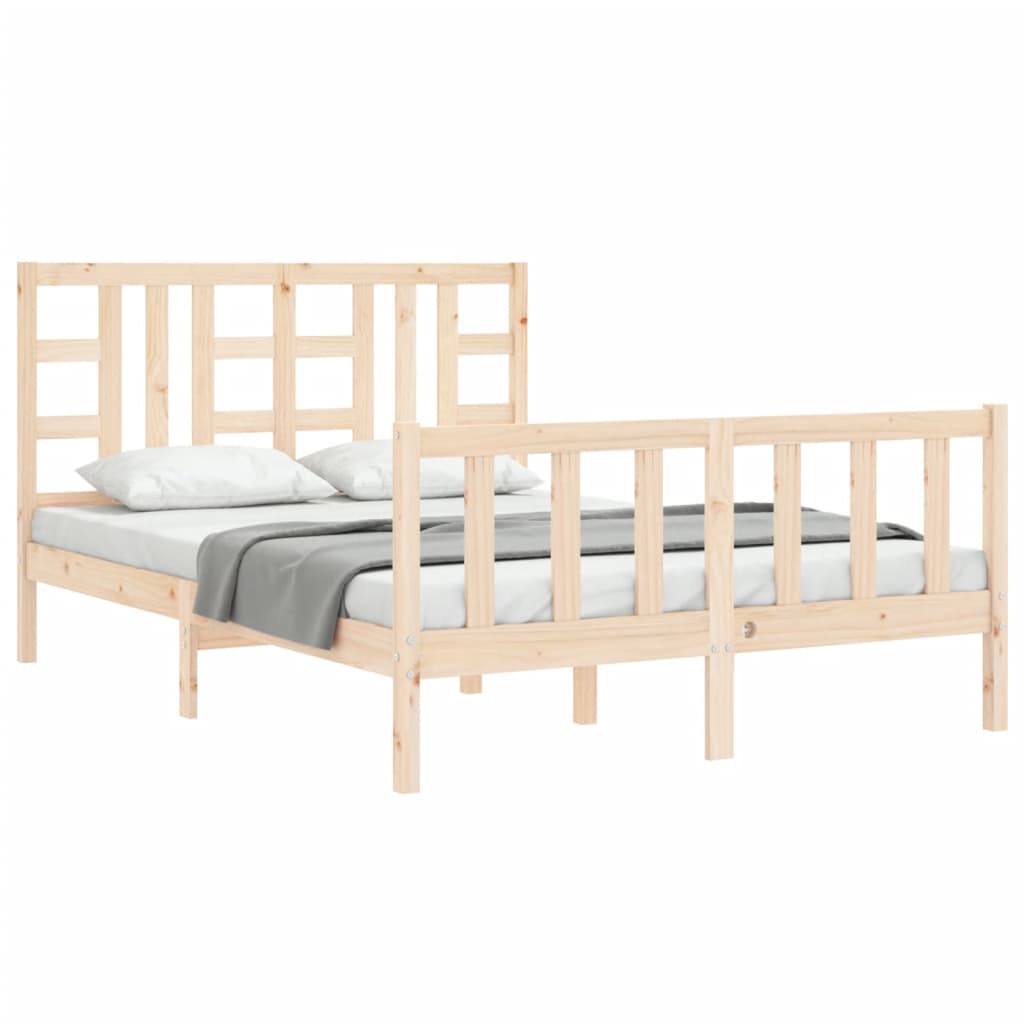 Bedframe met hoofdbord massief hout