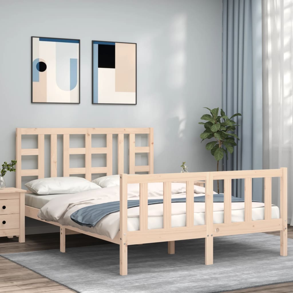 Bedframe met hoofdbord massief hout