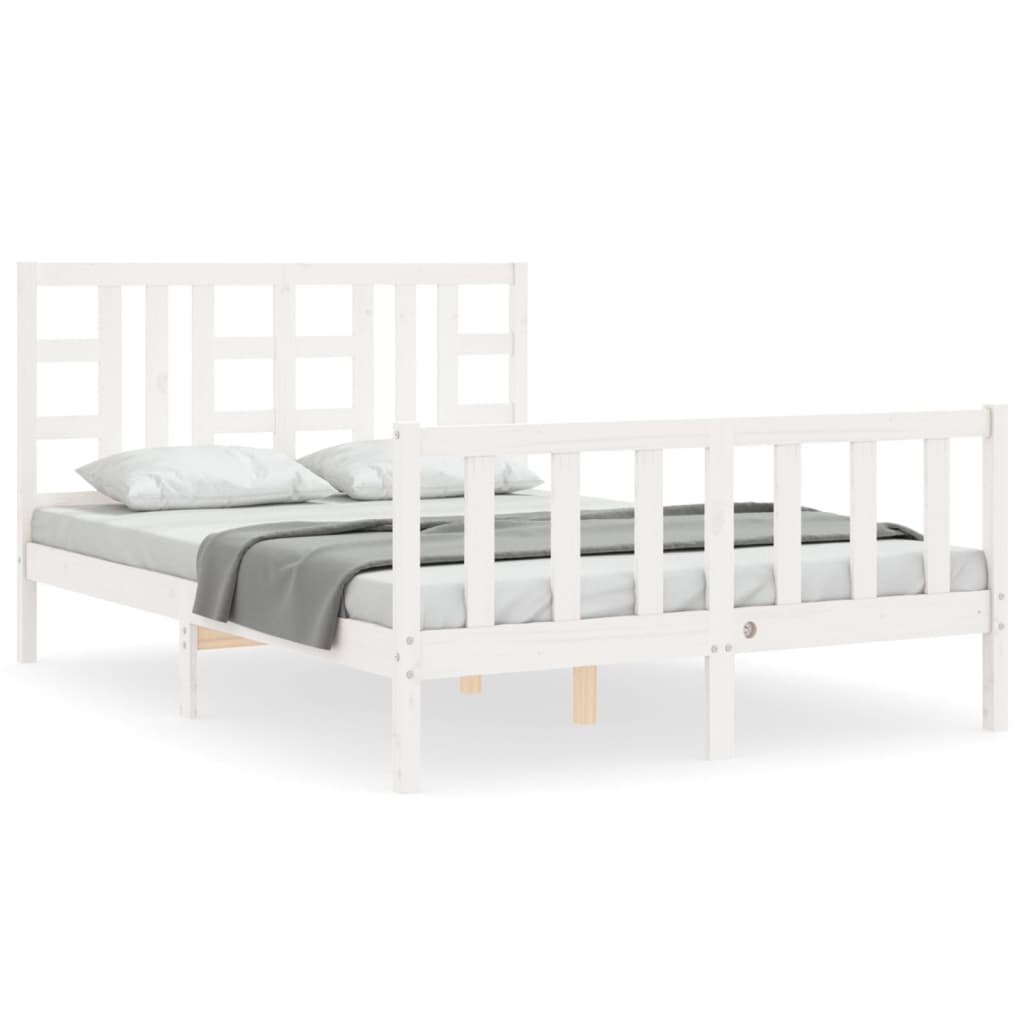 Bedframe met hoofdbord massief hout wit