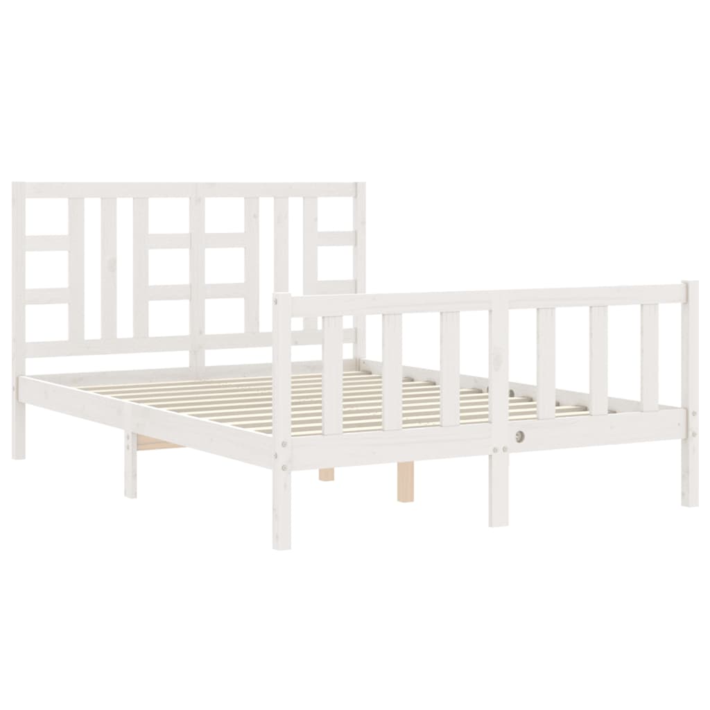 Bedframe met hoofdbord massief hout wit