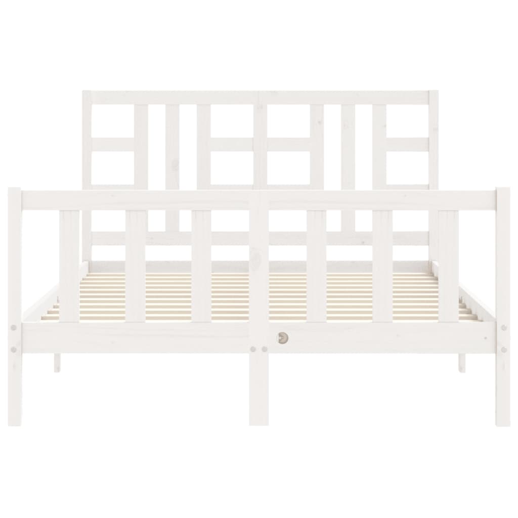 Bedframe met hoofdbord massief hout wit