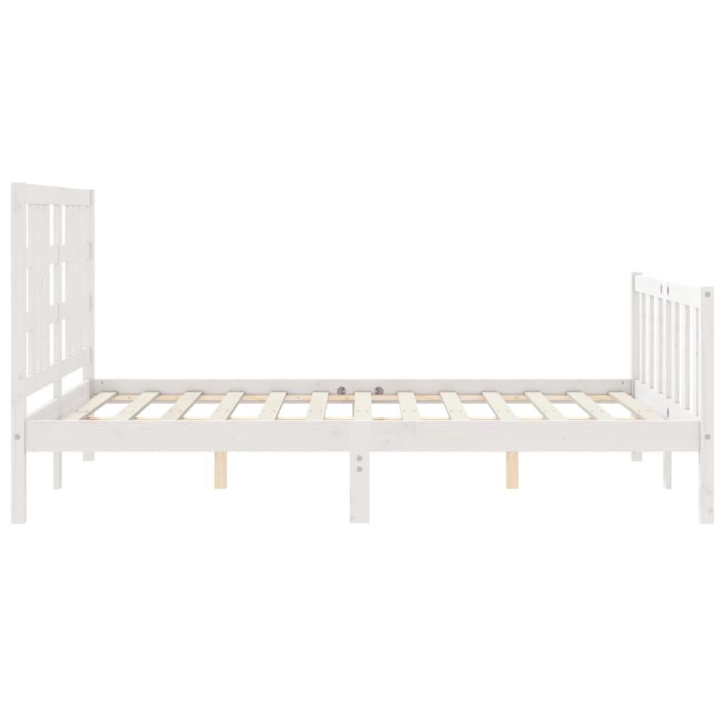 Bedframe met hoofdbord massief hout wit