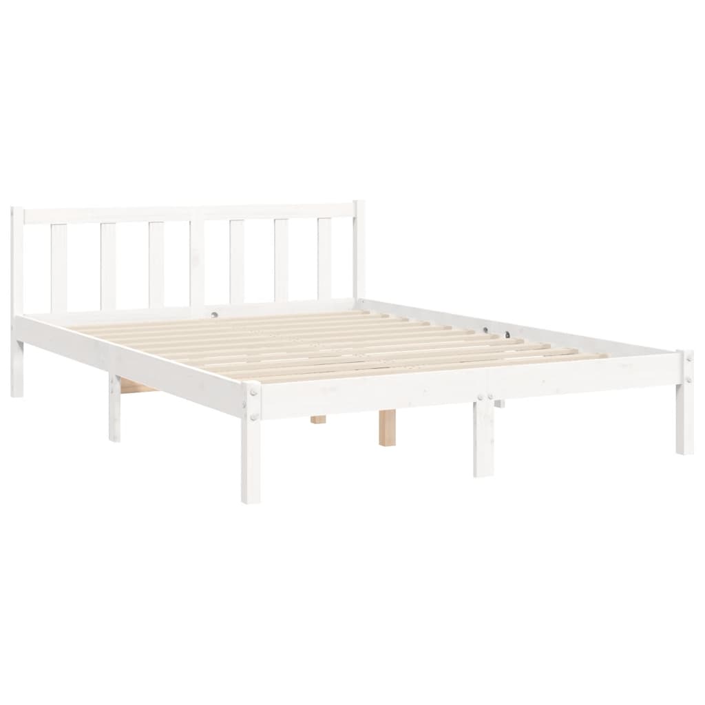 Bedframe met hoofdbord massief hout wit