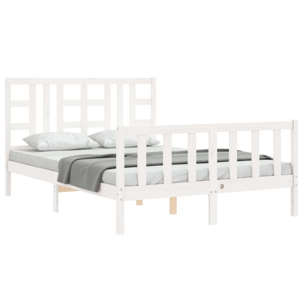 Bedframe zonder matras massief grenenhout wit 140x200 cm