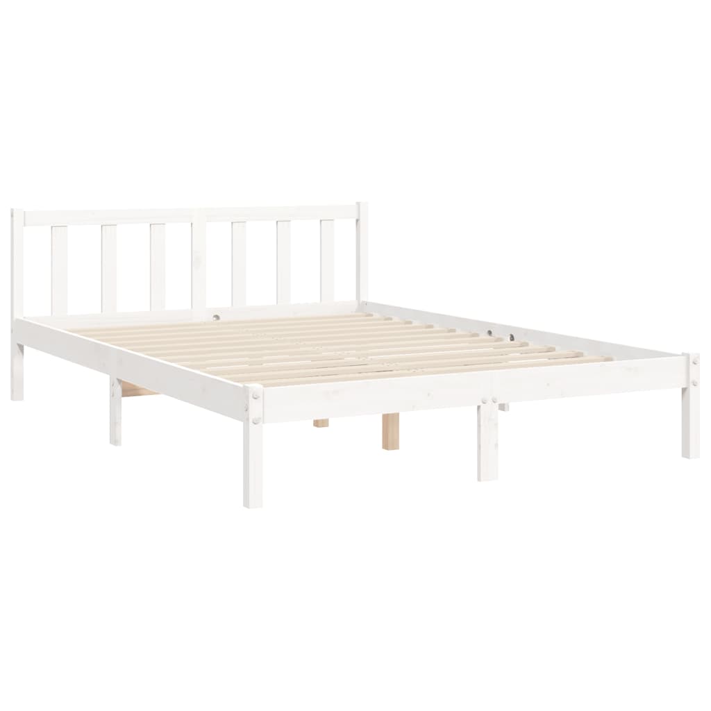 Bedframe zonder matras massief grenenhout wit 140x200 cm