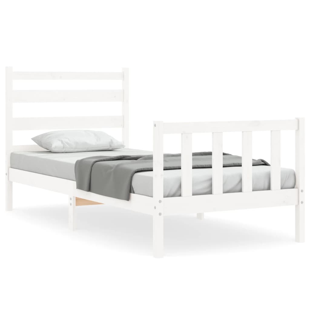 Bedframe met hoofdbord massief hout wit 90x190 cm Bedden & bedframes | Creëer jouw Trendy Thuis | Gratis bezorgd & Retour | Trendy.nl