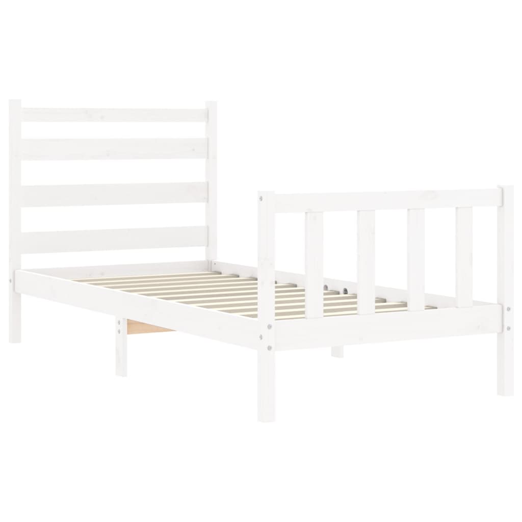 Bedframe met hoofdbord massief hout wit 90x190 cm Bedden & bedframes | Creëer jouw Trendy Thuis | Gratis bezorgd & Retour | Trendy.nl