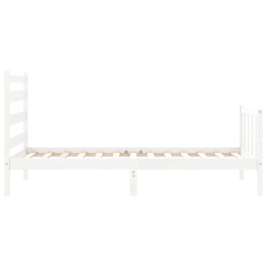 Bedframe met hoofdbord massief hout wit 90x190 cm Bedden & bedframes | Creëer jouw Trendy Thuis | Gratis bezorgd & Retour | Trendy.nl