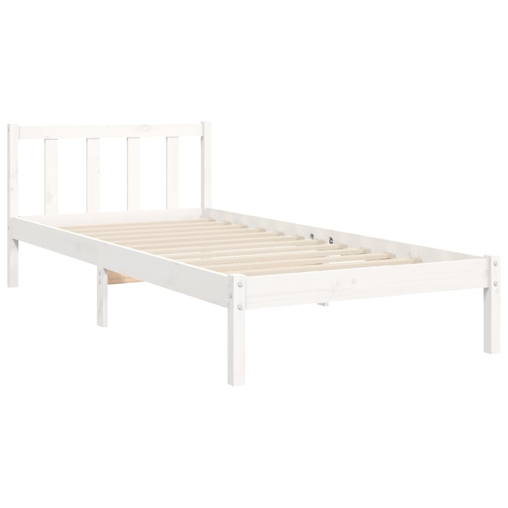 Bedframe met hoofdbord massief hout wit 90x190 cm Bedden & bedframes | Creëer jouw Trendy Thuis | Gratis bezorgd & Retour | Trendy.nl