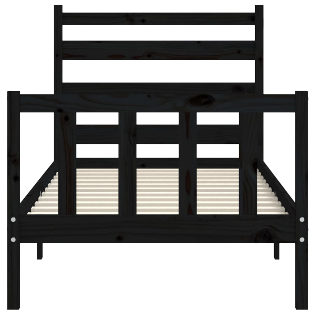 Bedframe met hoofdeinde massief hout zwart 90x190 cm Bedden & bedframes | Creëer jouw Trendy Thuis | Gratis bezorgd & Retour | Trendy.nl