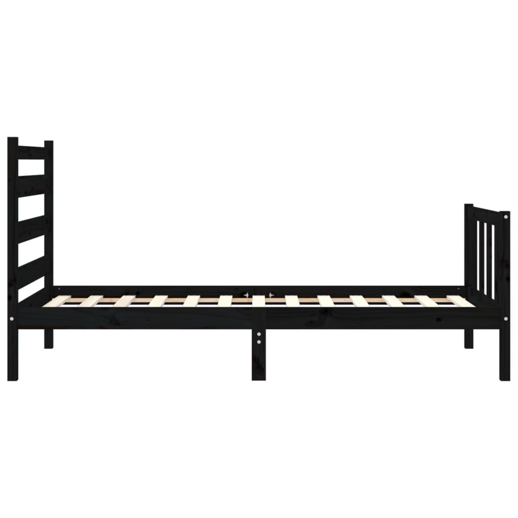 Bedframe met hoofdeinde massief hout zwart 90x190 cm Bedden & bedframes | Creëer jouw Trendy Thuis | Gratis bezorgd & Retour | Trendy.nl