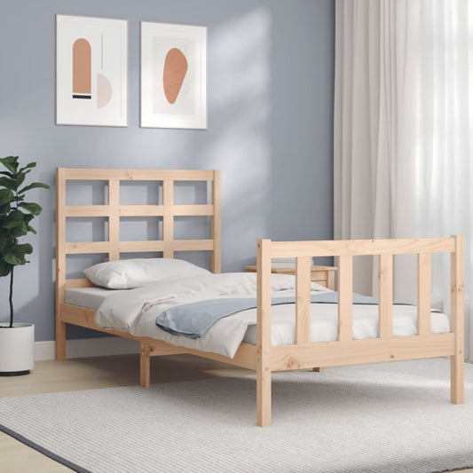 Bedframe met hoofdbord massief hout 90x190 cm Bedden & bedframes | Creëer jouw Trendy Thuis | Gratis bezorgd & Retour | Trendy.nl