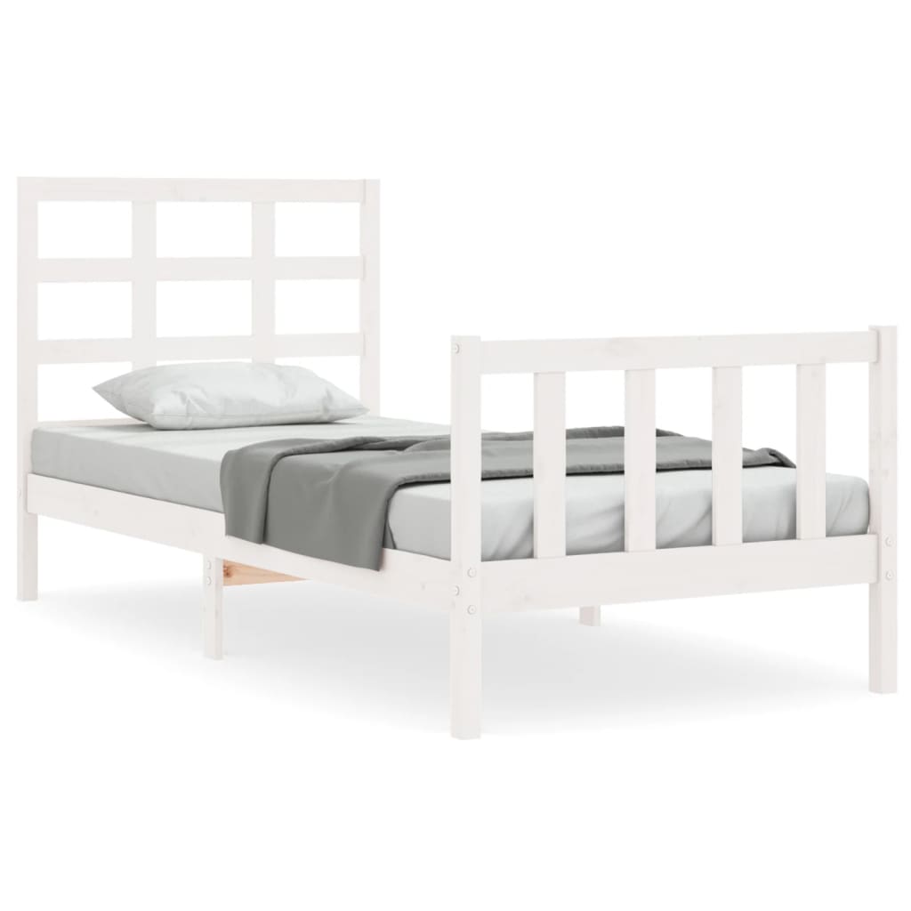 Bedframe met hoofdbord massief hout wit 90x190 cm Bedden & bedframes | Creëer jouw Trendy Thuis | Gratis bezorgd & Retour | Trendy.nl