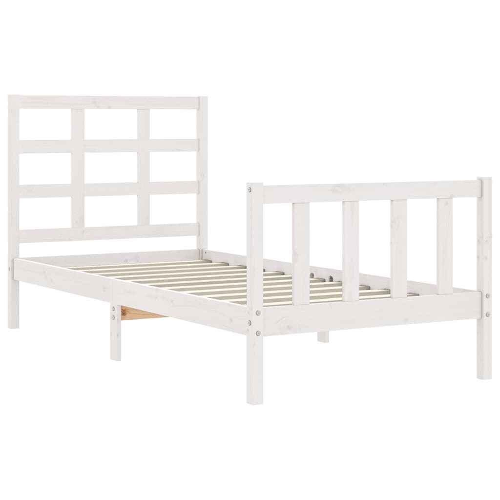 Bedframe met hoofdbord massief hout wit 90x190 cm Bedden & bedframes | Creëer jouw Trendy Thuis | Gratis bezorgd & Retour | Trendy.nl