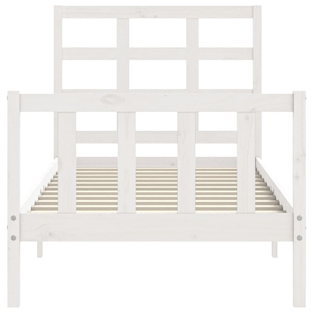 Bedframe met hoofdbord massief hout wit 90x190 cm Bedden & bedframes | Creëer jouw Trendy Thuis | Gratis bezorgd & Retour | Trendy.nl