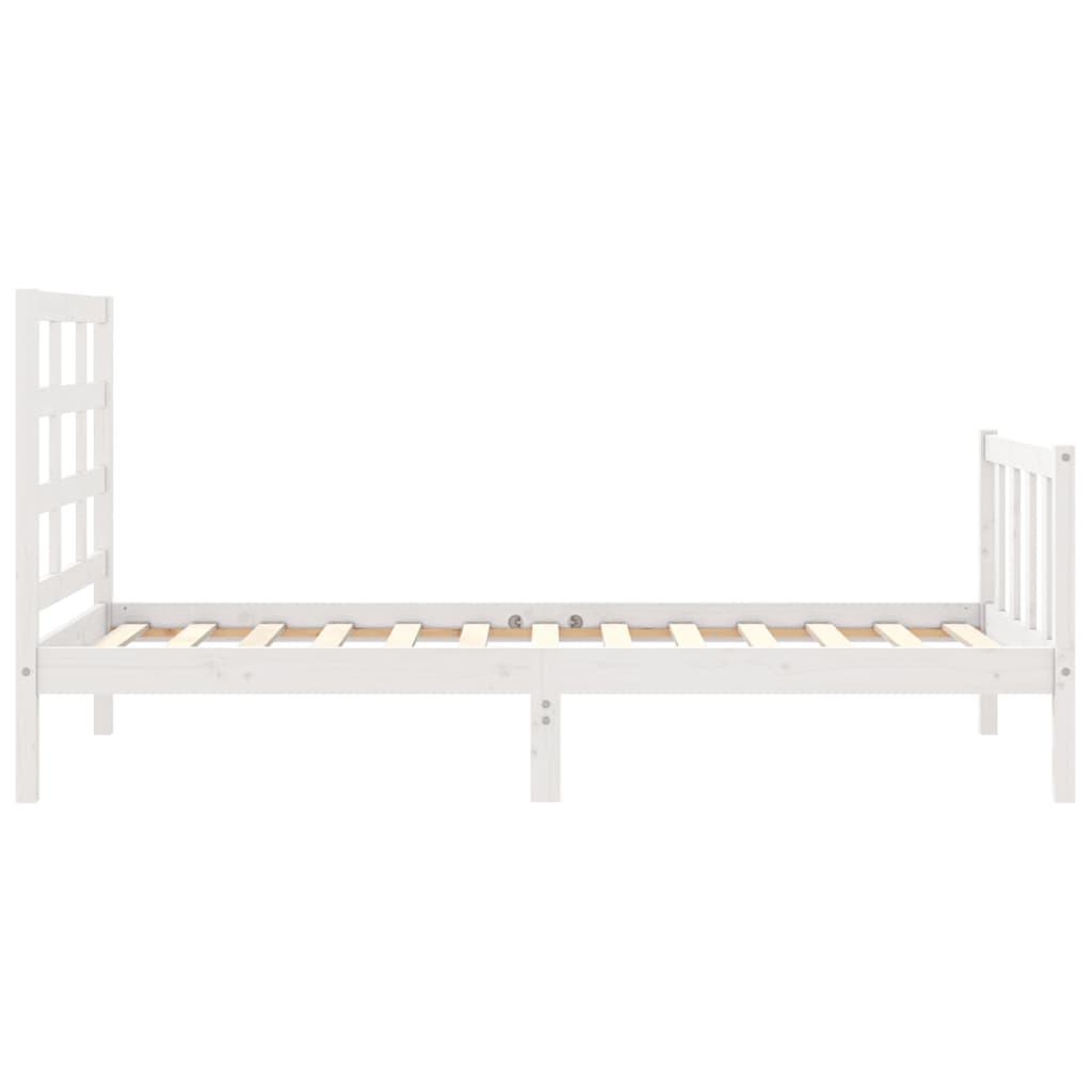 Bedframe met hoofdbord massief hout wit 90x190 cm Bedden & bedframes | Creëer jouw Trendy Thuis | Gratis bezorgd & Retour | Trendy.nl