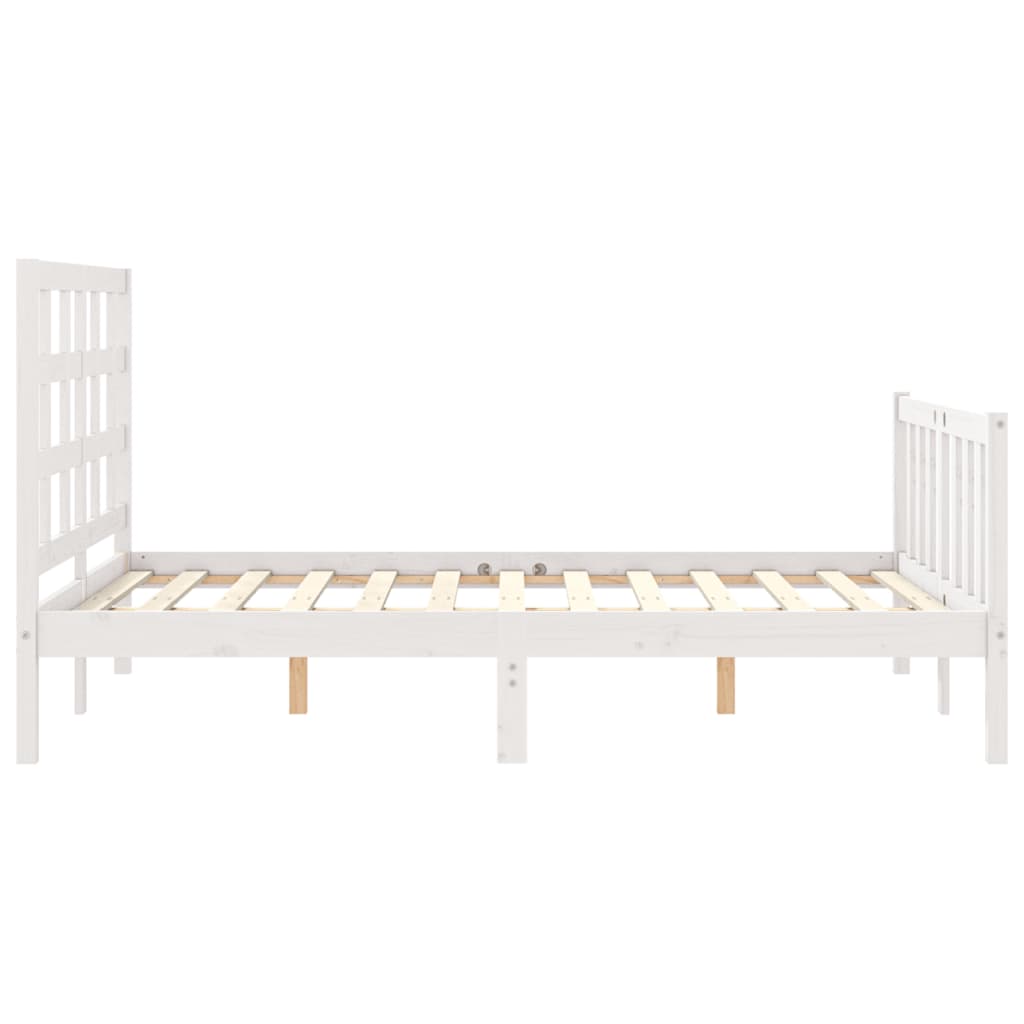 Bedframe met hoofdbord massief hout wit