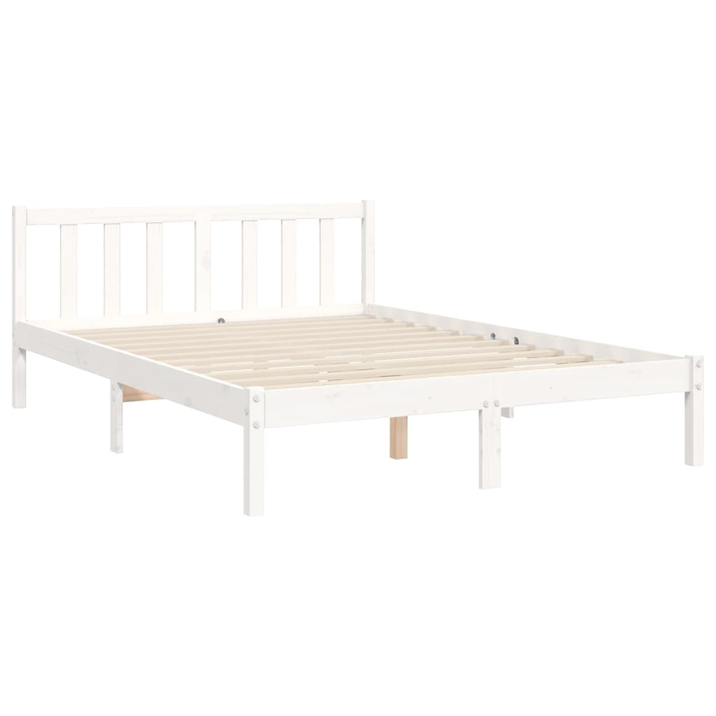 Bedframe met hoofdbord massief hout wit