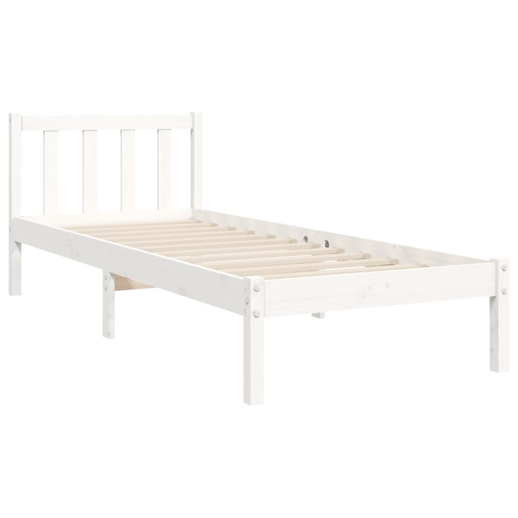 Bedframe zonder matras massief grenenhout wit 140x200 cm