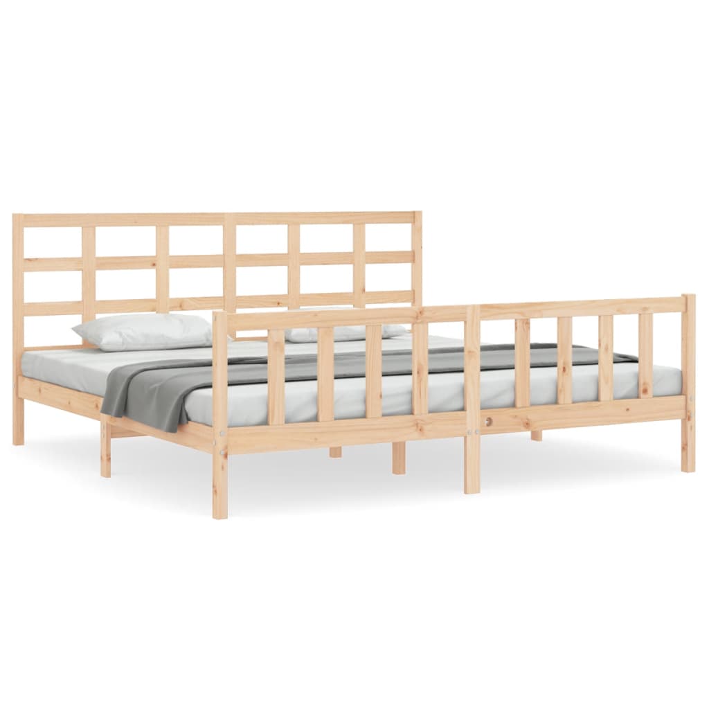 Bedframe met hoofdbord massief hout 180x200 cm