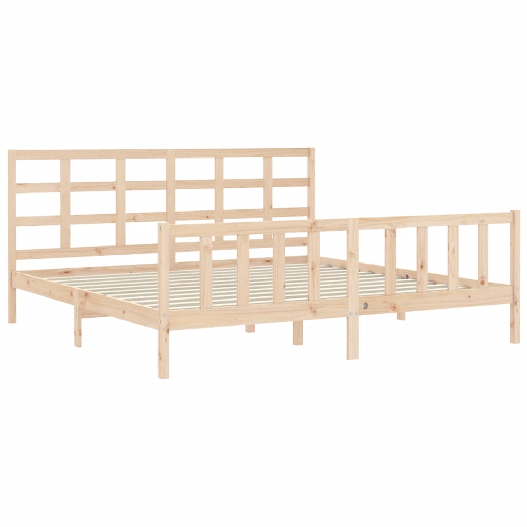 Bedframe met hoofdbord massief hout 180x200 cm