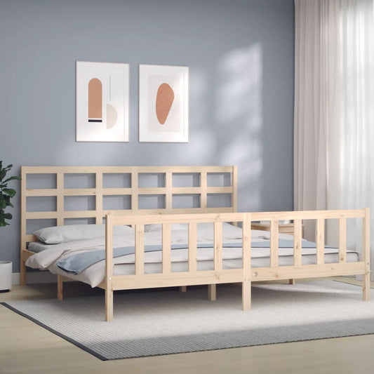 Bedframe met hoofdbord massief hout 180x200 cm