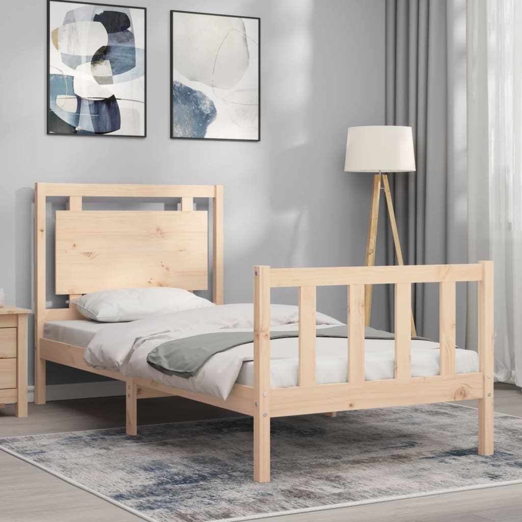 Bedframe met hoofdbord massief hout 90x190 cm Bedden & bedframes | Creëer jouw Trendy Thuis | Gratis bezorgd & Retour | Trendy.nl