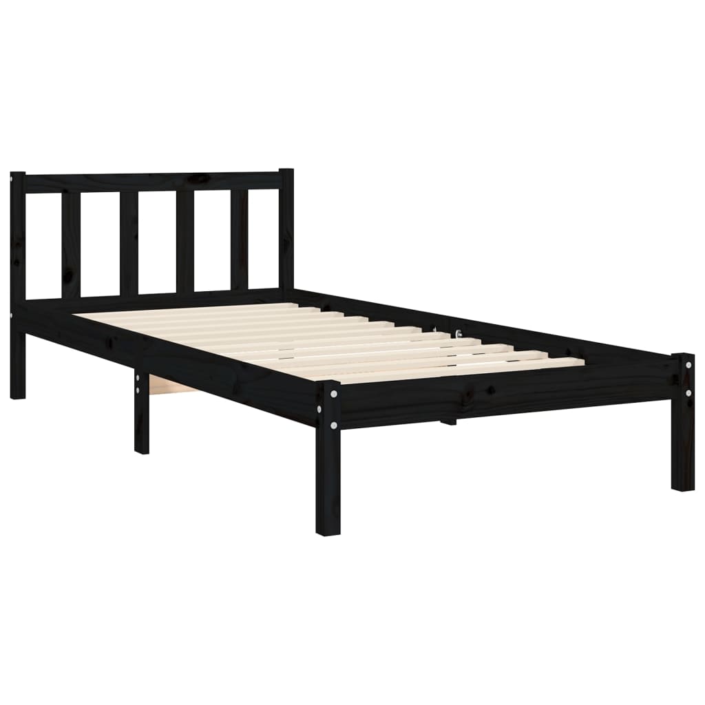 Bedframe met hoofdeinde massief hout zwart 90x190 cm Bedden & bedframes | Creëer jouw Trendy Thuis | Gratis bezorgd & Retour | Trendy.nl