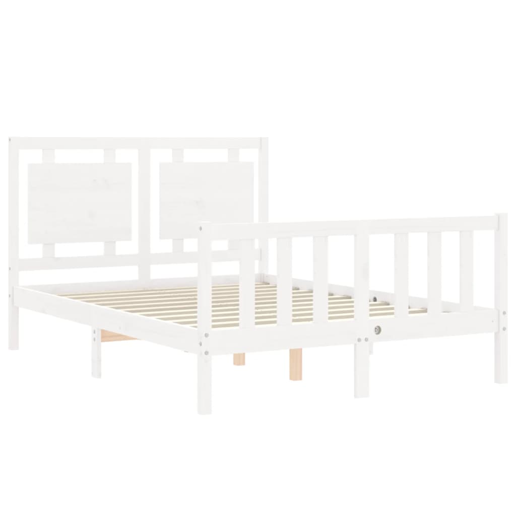 Bedframe met hoofdbord massief hout wit