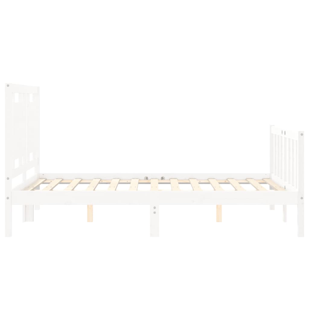 Bedframe met hoofdbord massief hout wit