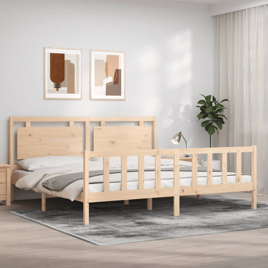 Bedframe met hoofdbord massief hout 180x200 cm