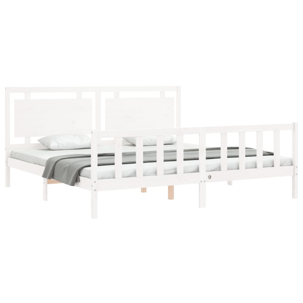 Bedframe met hoofdbord massief hout wit 180x200 cm Bedden & bedframes | Creëer jouw Trendy Thuis | Gratis bezorgd & Retour | Trendy.nl