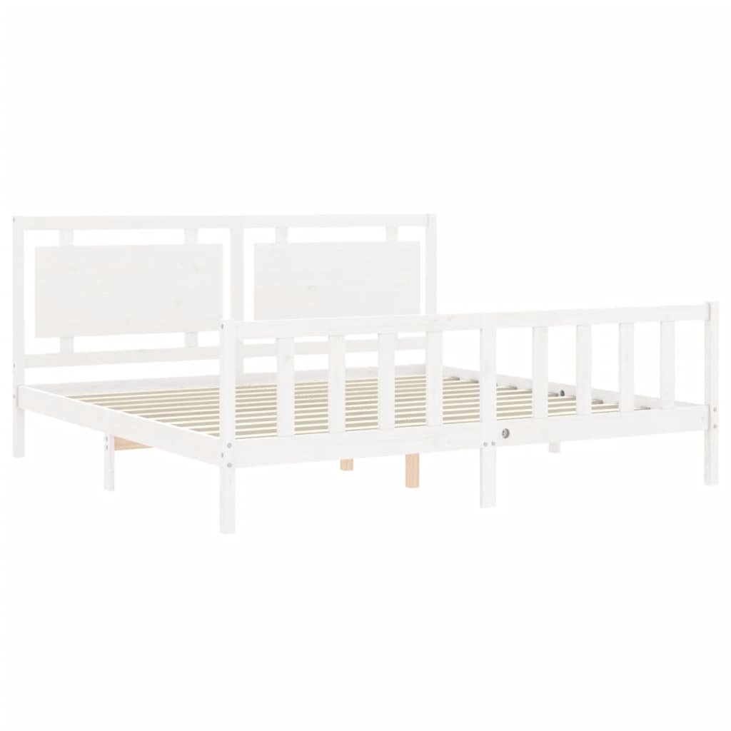 Bedframe met hoofdbord massief hout wit 180x200 cm Bedden & bedframes | Creëer jouw Trendy Thuis | Gratis bezorgd & Retour | Trendy.nl