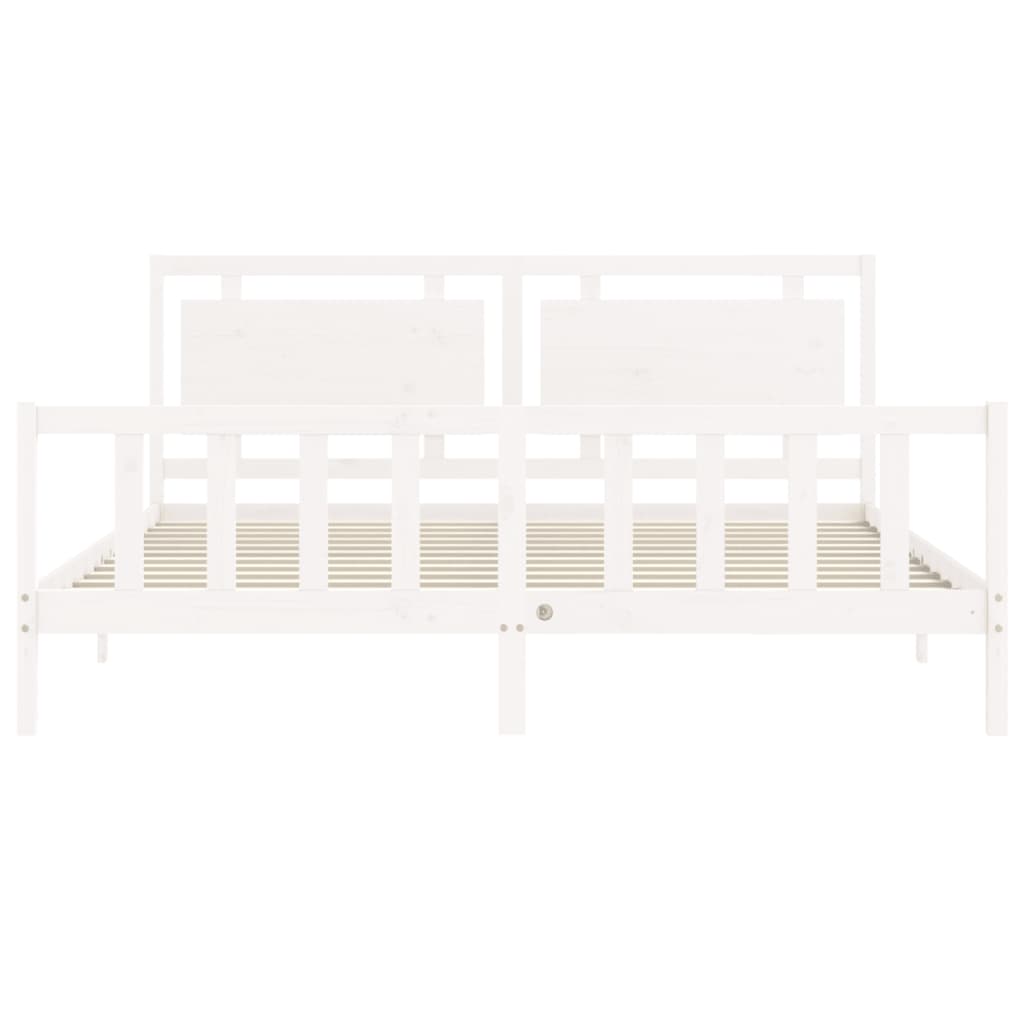 Bedframe met hoofdbord massief hout wit 180x200 cm Bedden & bedframes | Creëer jouw Trendy Thuis | Gratis bezorgd & Retour | Trendy.nl