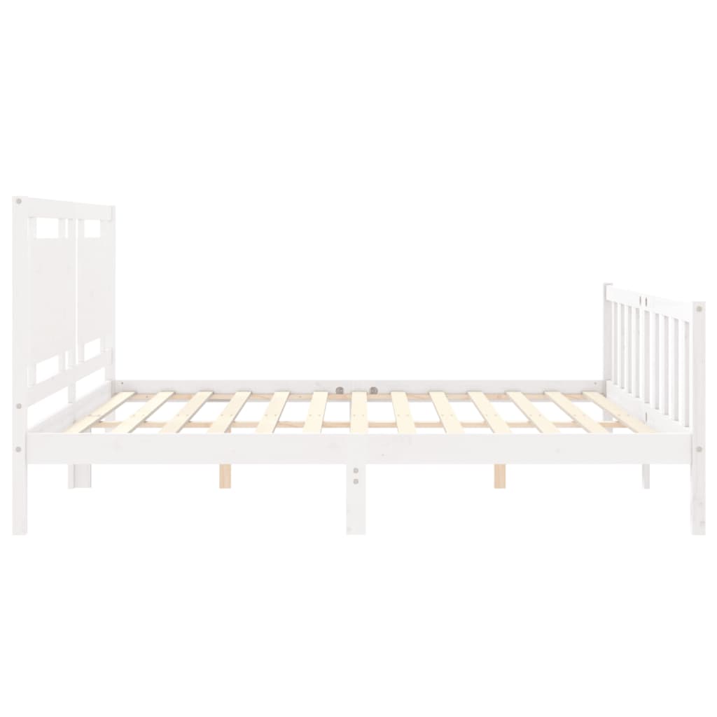 Bedframe met hoofdbord massief hout wit 180x200 cm Bedden & bedframes | Creëer jouw Trendy Thuis | Gratis bezorgd & Retour | Trendy.nl