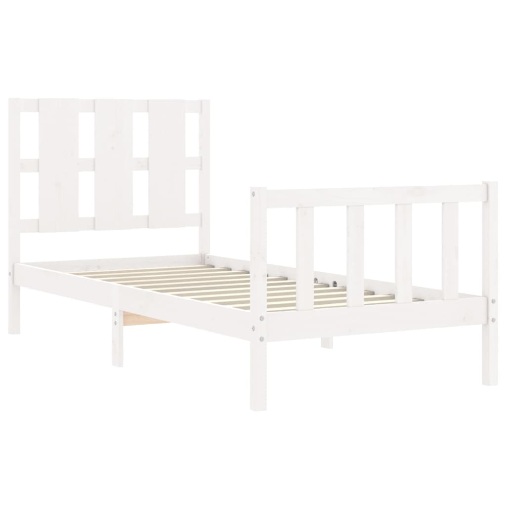 Bedframe met hoofdbord massief hout wit