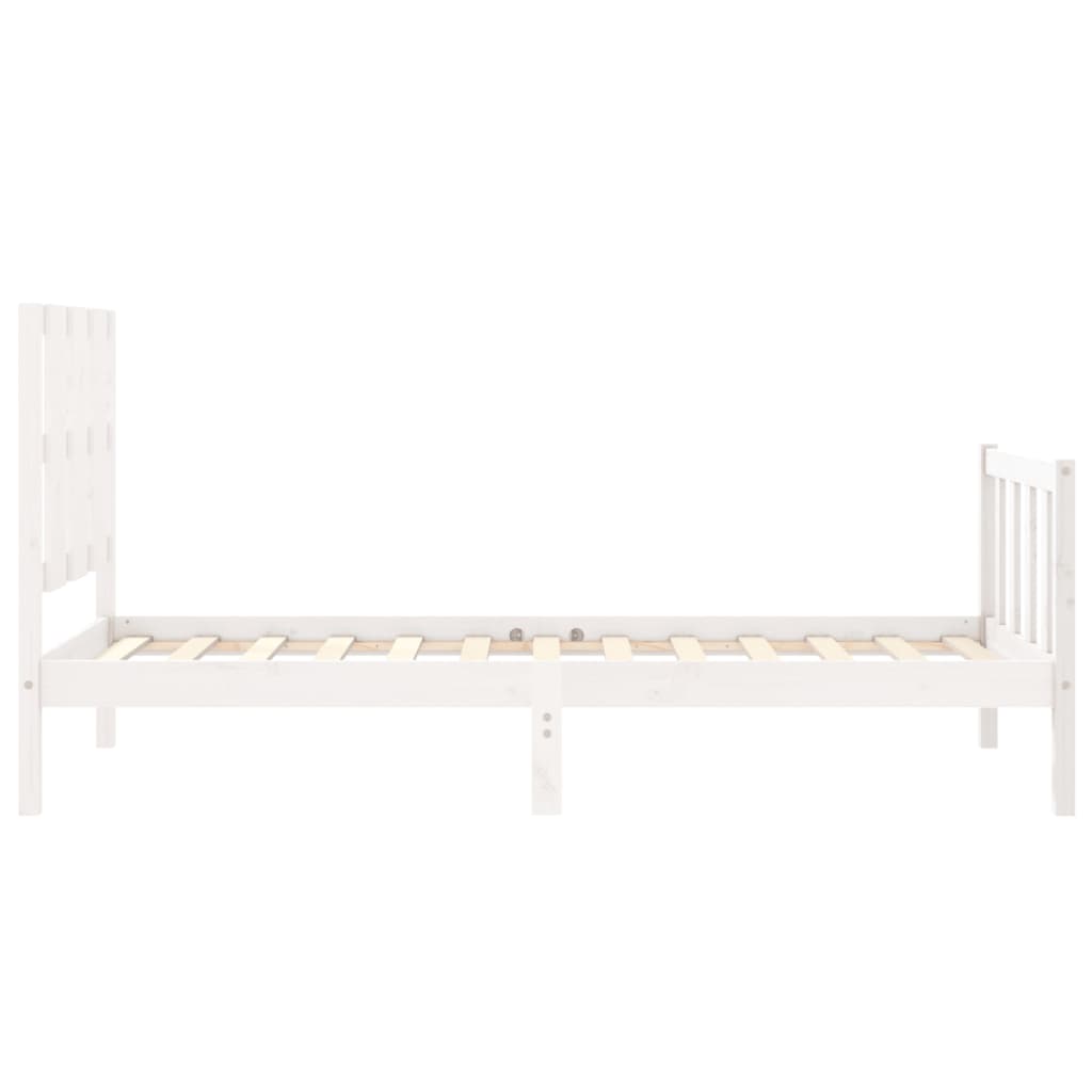 Bedframe met hoofdbord massief hout wit