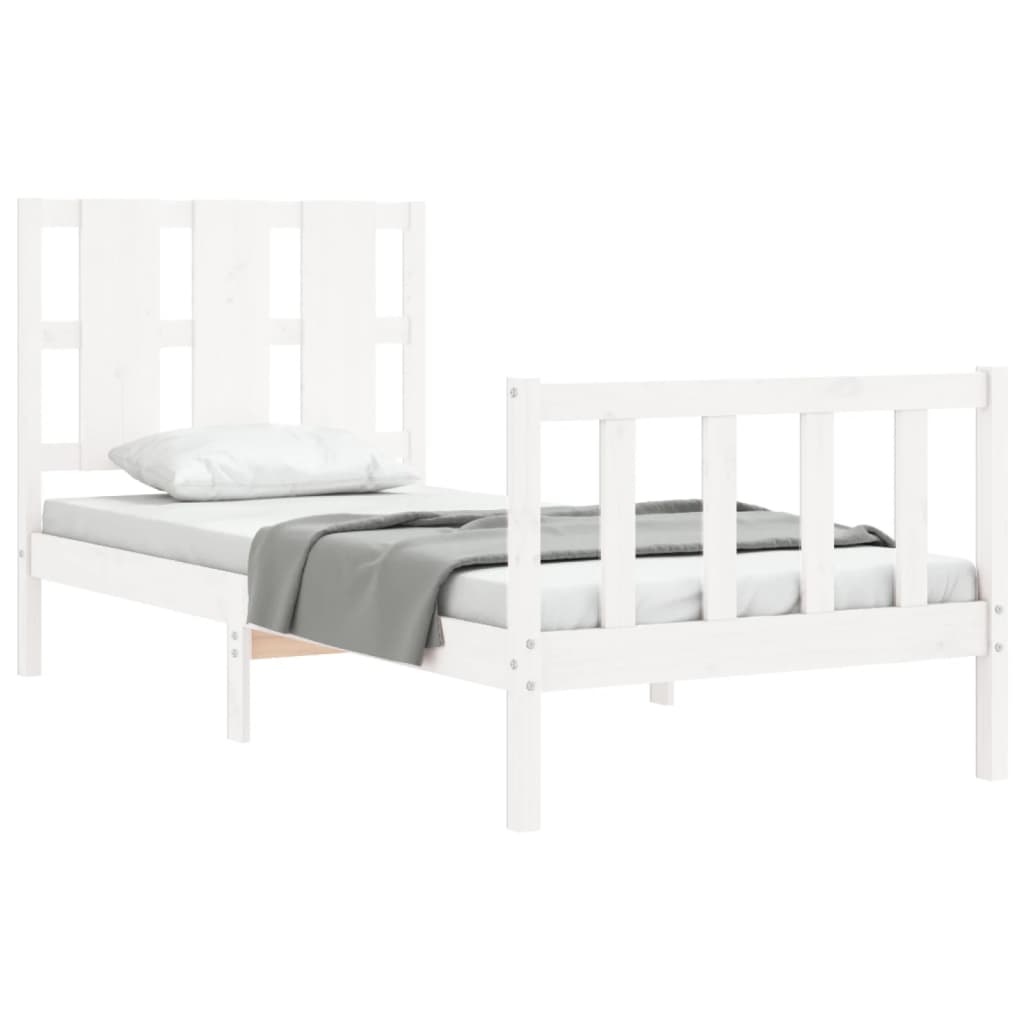 Bedframe met hoofdbord massief hout wit 90x190 cm Bedden & bedframes | Creëer jouw Trendy Thuis | Gratis bezorgd & Retour | Trendy.nl