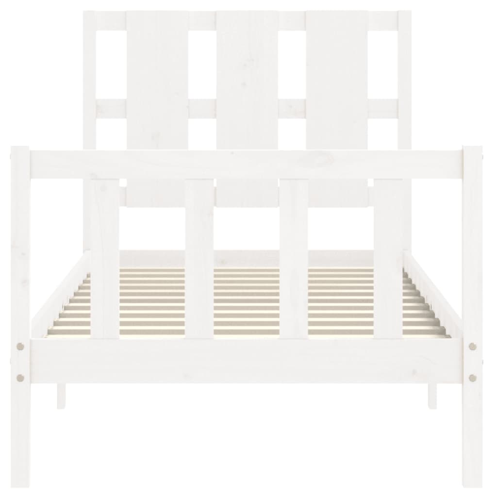 Bedframe met hoofdbord massief hout wit 90x190 cm Bedden & bedframes | Creëer jouw Trendy Thuis | Gratis bezorgd & Retour | Trendy.nl