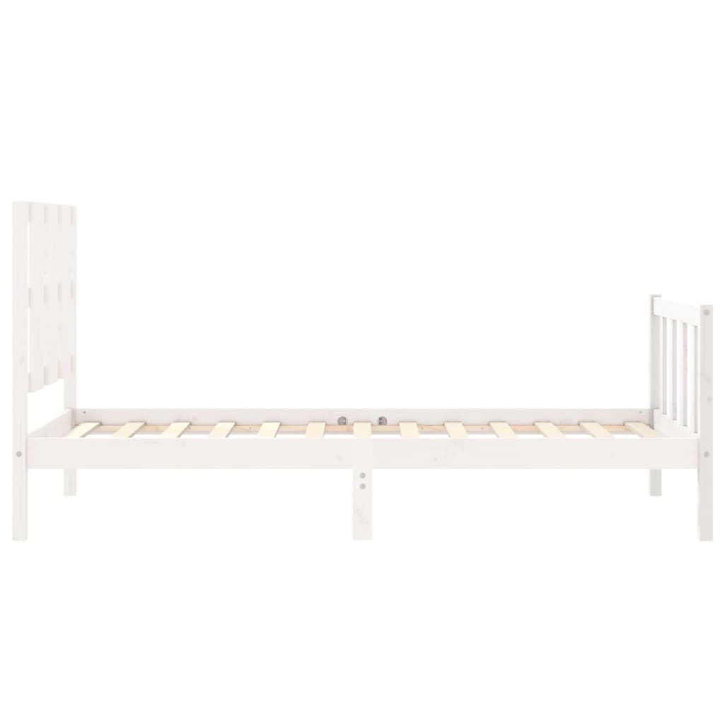 Bedframe met hoofdbord massief hout wit 90x190 cm Bedden & bedframes | Creëer jouw Trendy Thuis | Gratis bezorgd & Retour | Trendy.nl