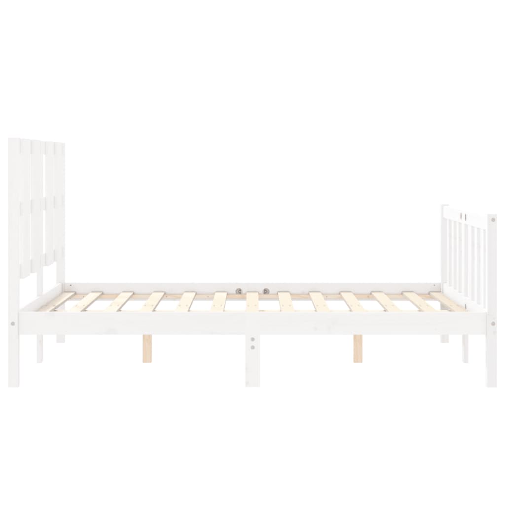 Bedframe met hoofdbord massief hout wit