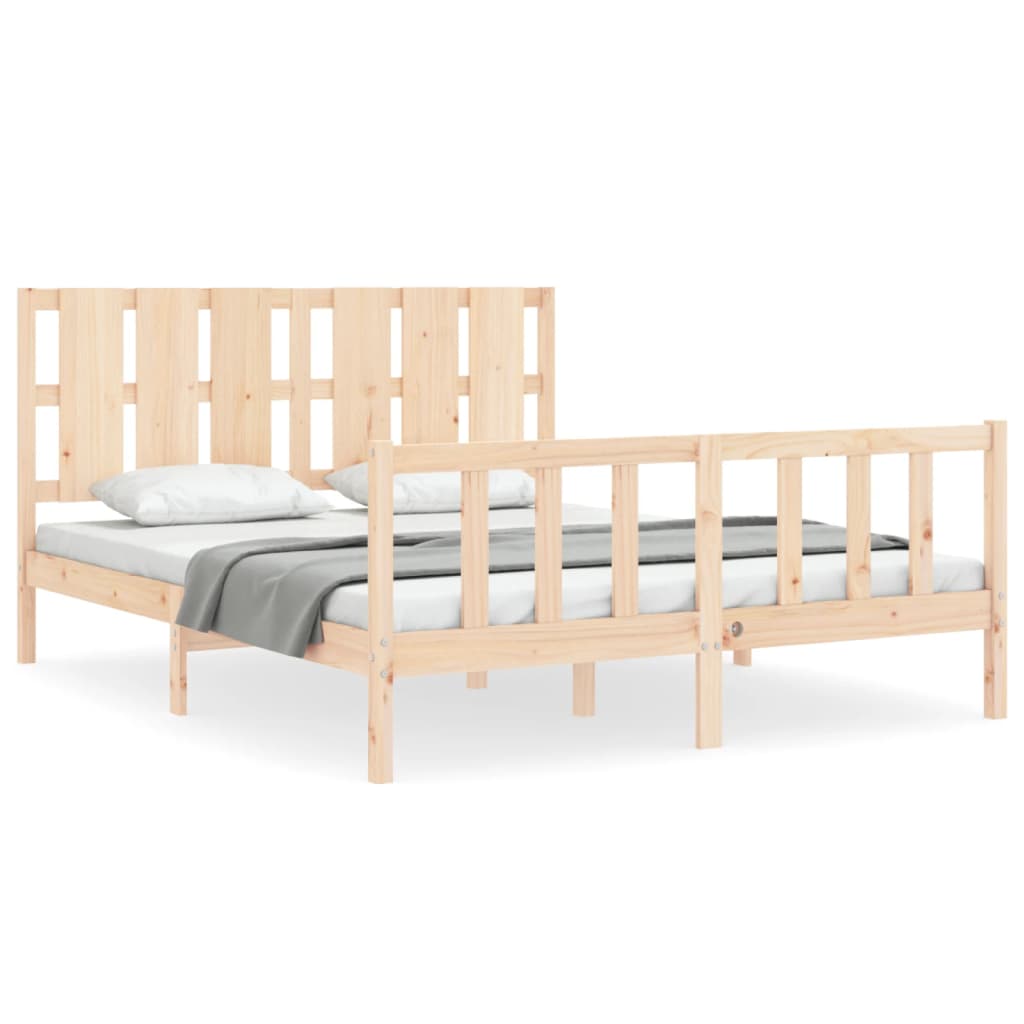 Bedframe met hoofdbord massief hout 160x200 cm Bedden & bedframes | Creëer jouw Trendy Thuis | Gratis bezorgd & Retour | Trendy.nl