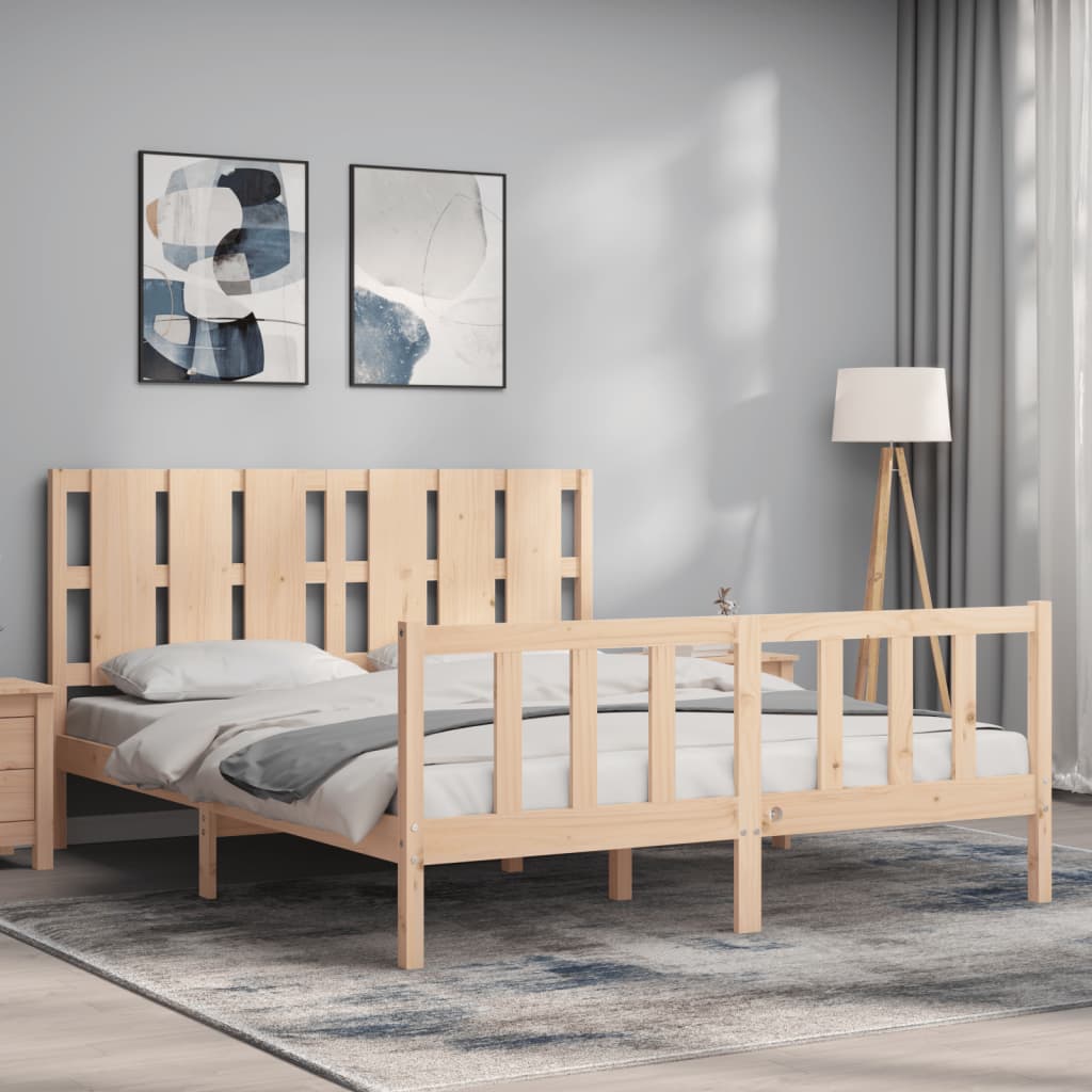 Bedframe met hoofdbord massief hout 160x200 cm Bedden & bedframes | Creëer jouw Trendy Thuis | Gratis bezorgd & Retour | Trendy.nl