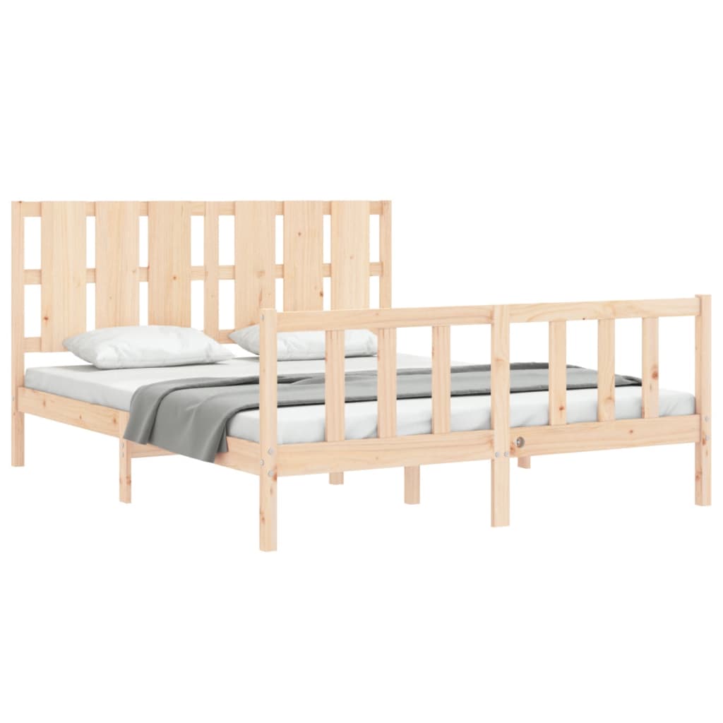 Bedframe met hoofdbord massief hout 160x200 cm Bedden & bedframes | Creëer jouw Trendy Thuis | Gratis bezorgd & Retour | Trendy.nl