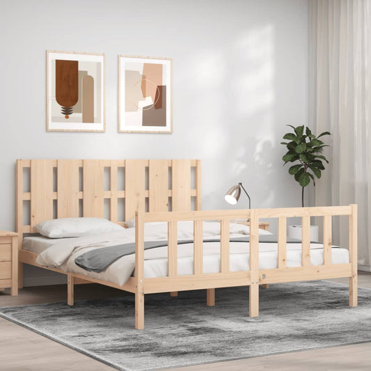 Bedframe met hoofdbord massief hout 160x200 cm Bedden & bedframes | Creëer jouw Trendy Thuis | Gratis bezorgd & Retour | Trendy.nl