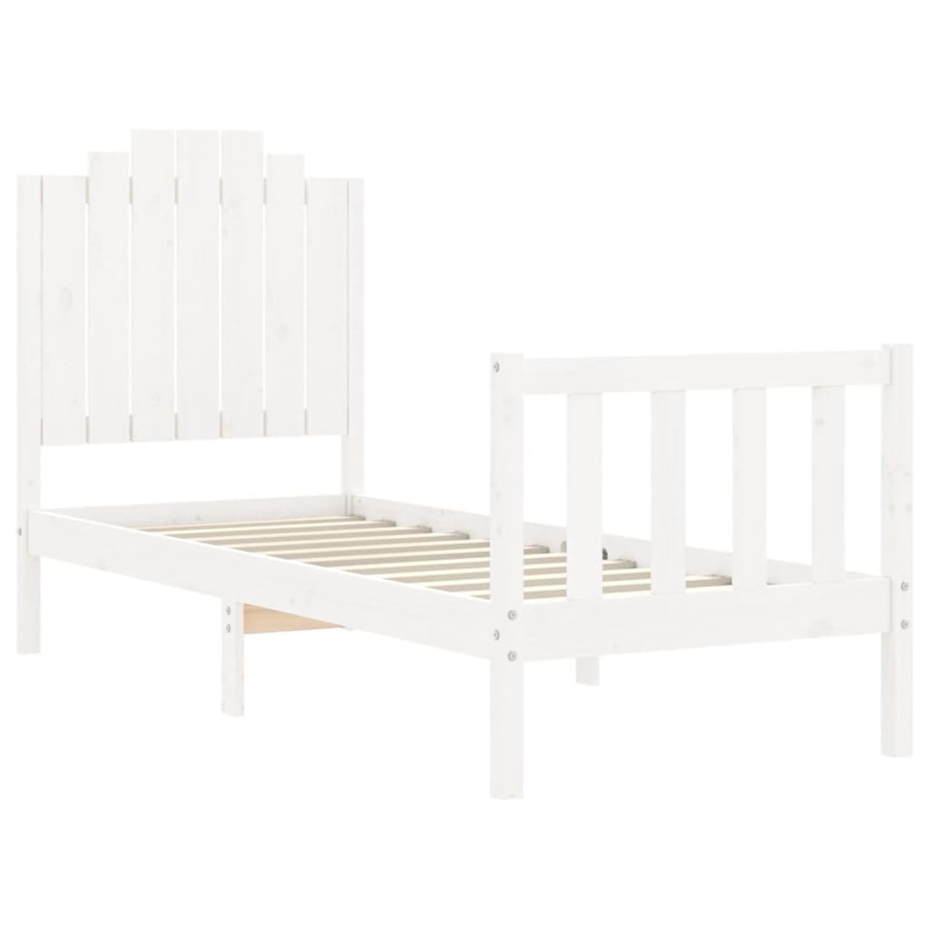 Bedframe met hoofdbord massief hout wit